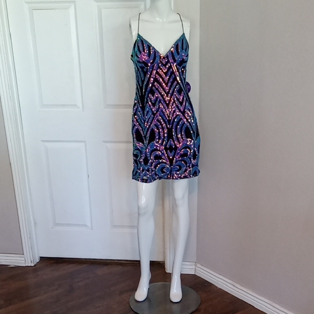 Sequin Mini Dress with Strappy Design